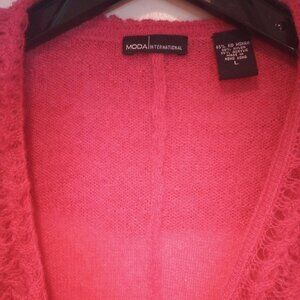 Moda International pink kid mohair sweater blend, size L Like New! Gorgeous!